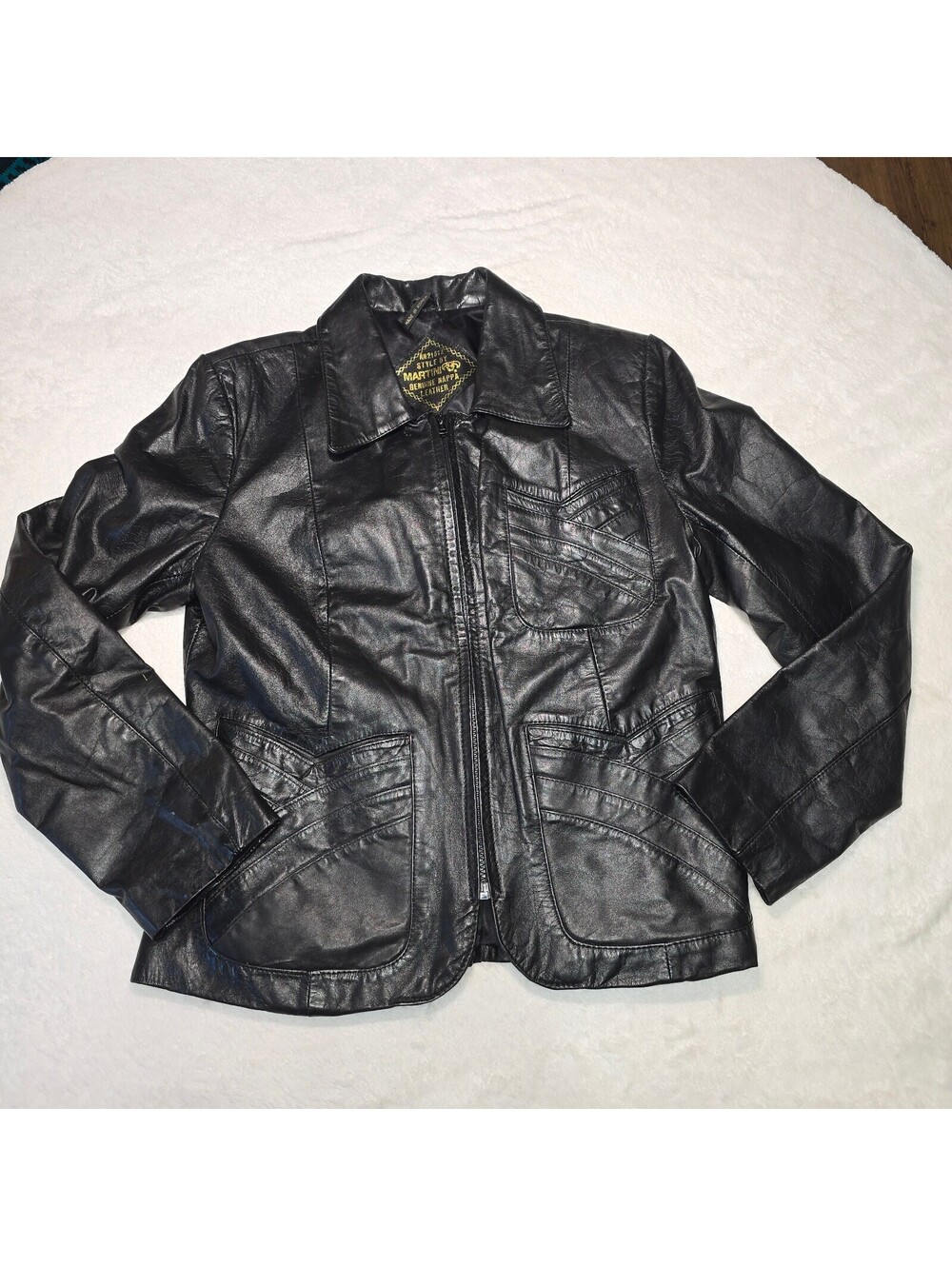 VINTAGE BY MARTINI GENUINE NAPPA LEATHER JACKET WOMENS SIZE 16 / LARGE
